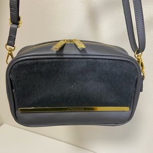 JOY & IMAN Luxe Leather & Calf Hair Crossbody Purse. New